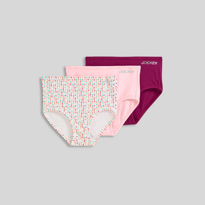 Jockey Generation Girls' 3pk Briefs - White/Pink M