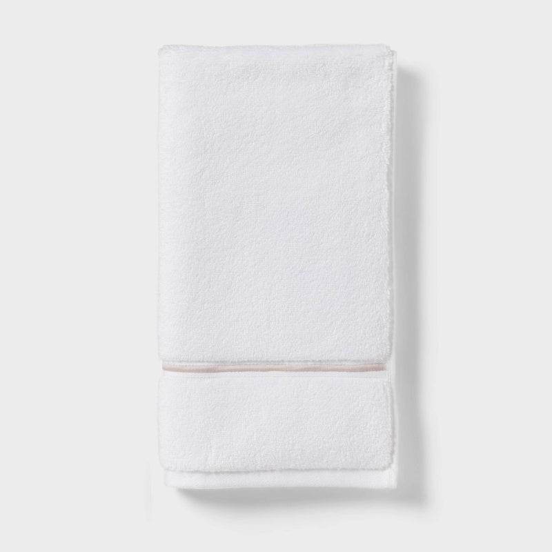 Spa Plush Hand Towel Light Gray Embroidered - Threshold