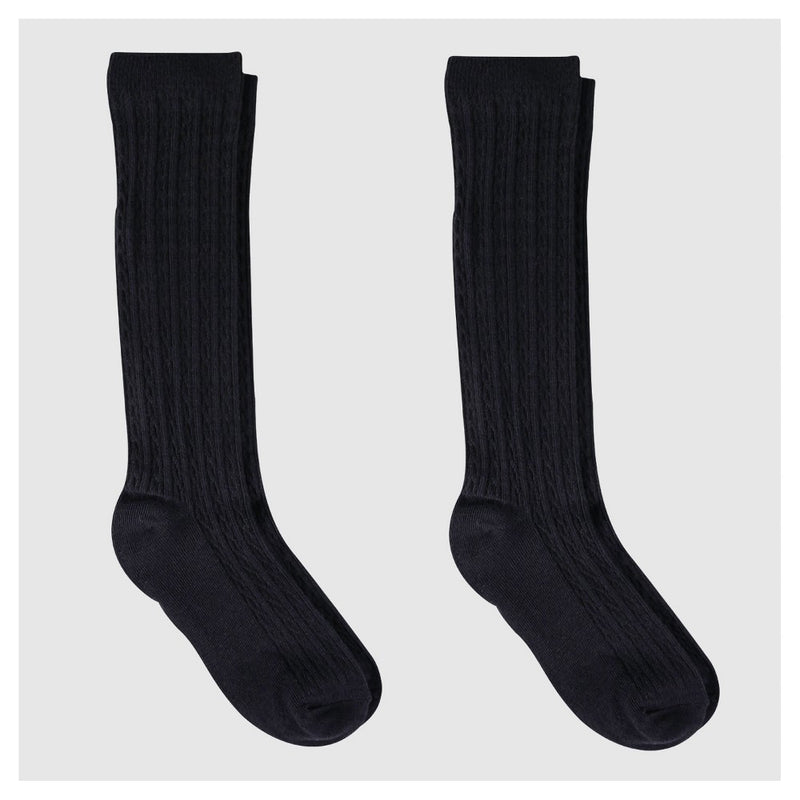 Girls' Casual Knee High Socks - Cat & Jack 2pk Black L