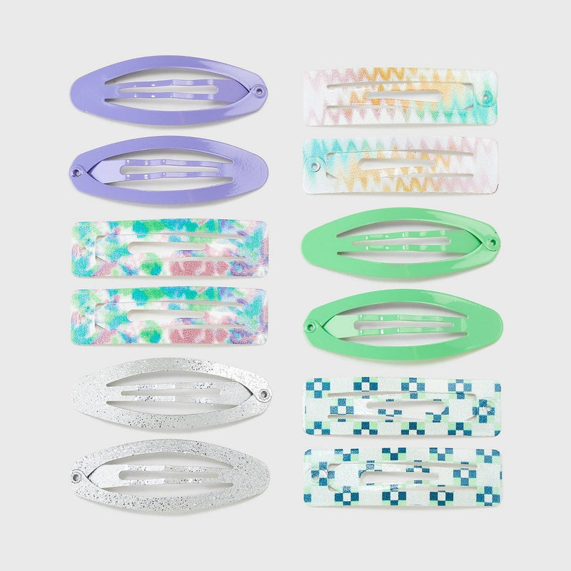 Girls' 12pk Oval and Rectangle Snap Clips - art class - Purple/Green