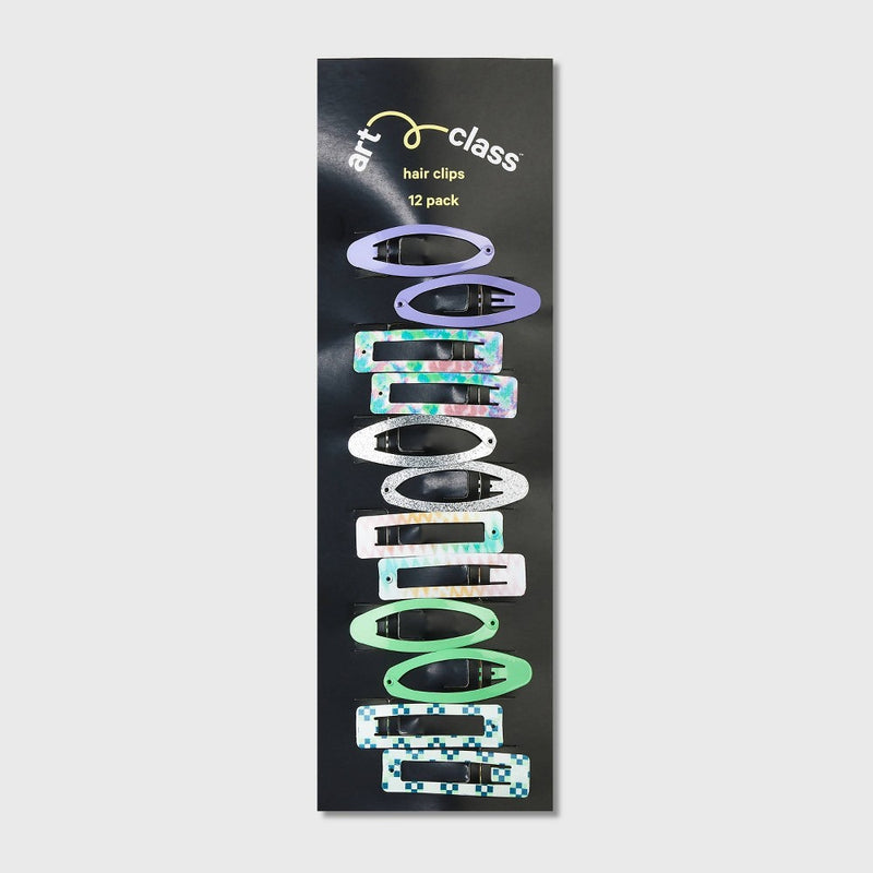 Girls' 12pk Oval and Rectangle Snap Clips - art class - Purple/Green