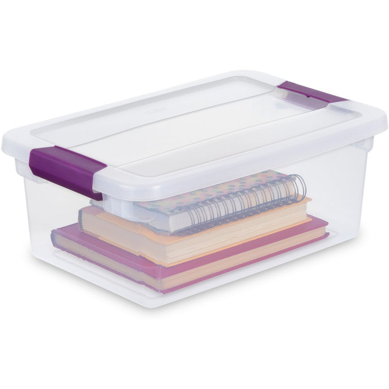 Sterilite 15qt Clear View Storage Bin with Latch Purple