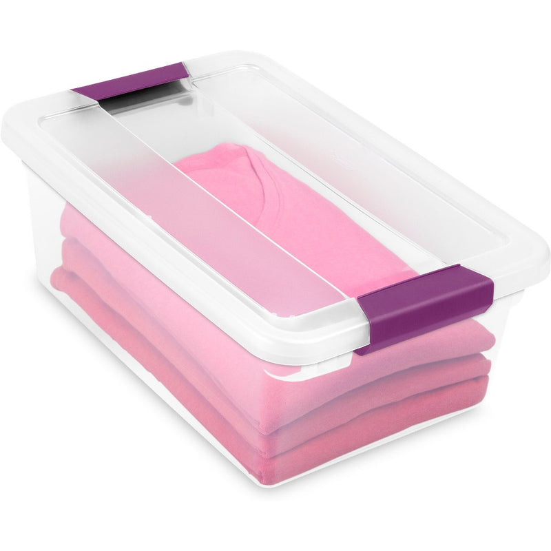 Sterilite 15qt Clear View Storage Bin with Latch Purple