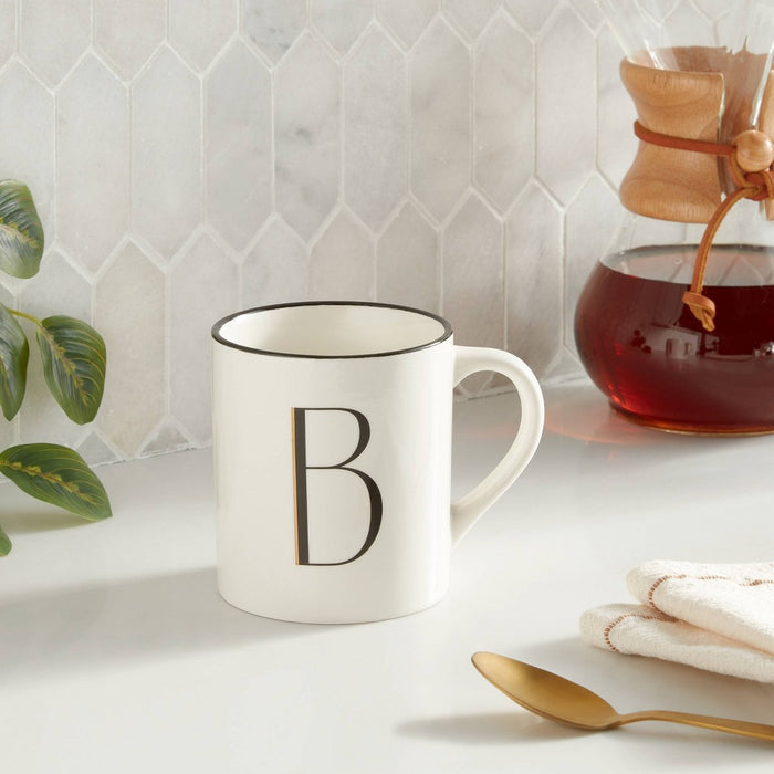 16oz Stoneware Monogram B Mug Ivory - Threshold