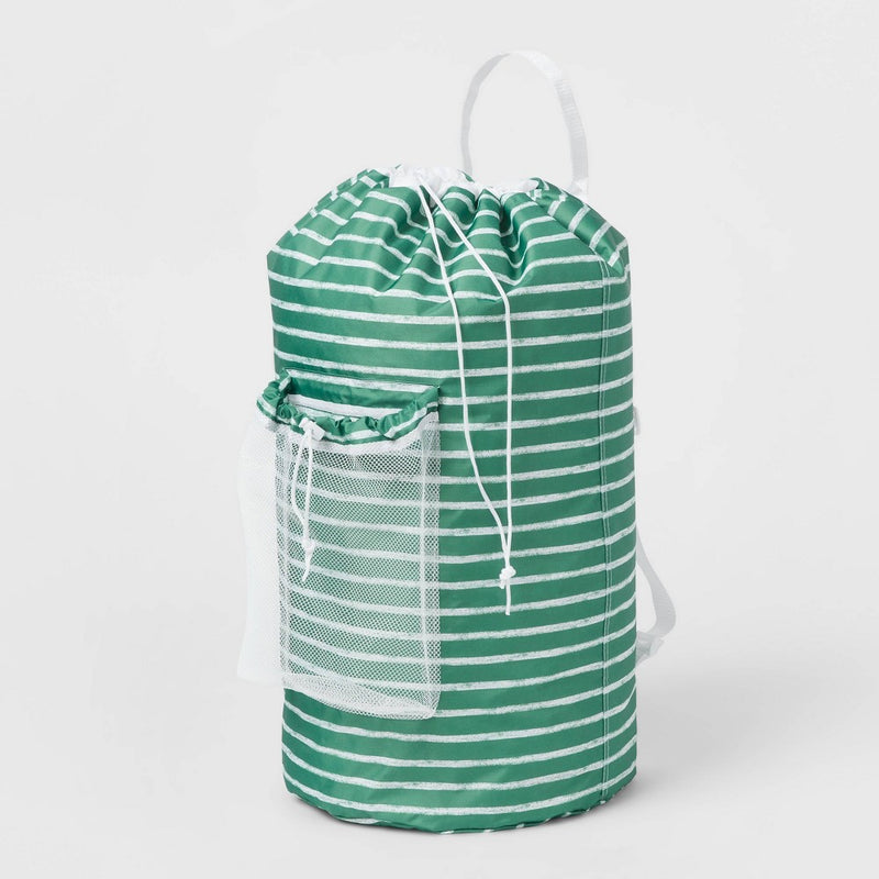 Backpack Laundry Bag Textured Striped Green - Brightroom