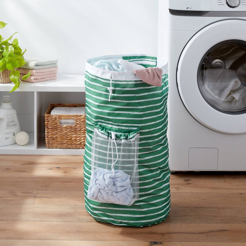 Backpack Laundry Bag Textured Striped Green - Brightroom