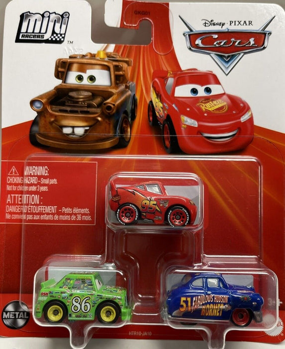 Disney Pixar Cars Mini Racers 3 PK - McQueen, C Hicks & Fabulous Hudson Hornet