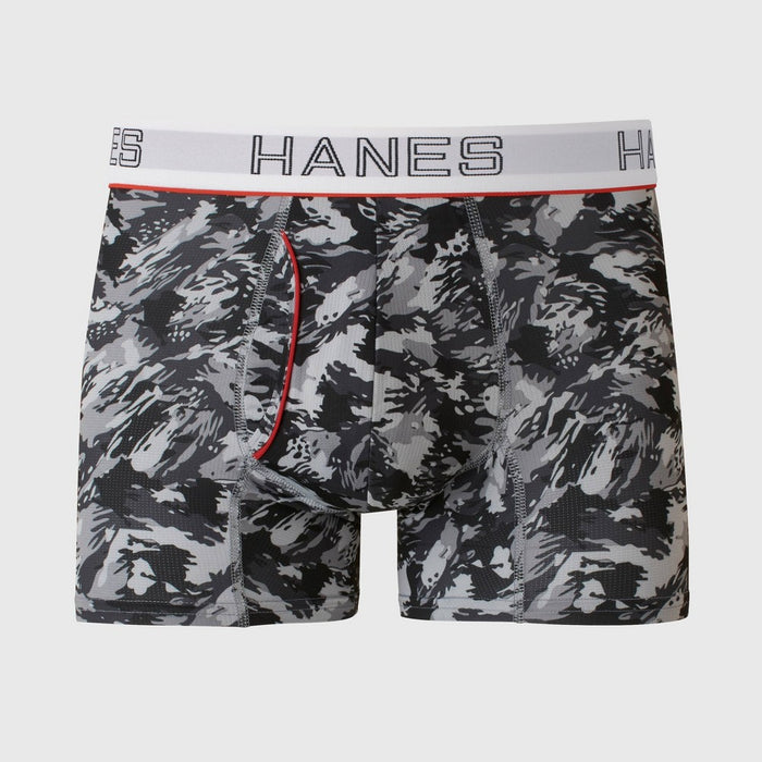 Hanes Originals Premium Men's Camo Print Lightweight Mesh Comfort Flex Fit Trunks - Gray/Black XL