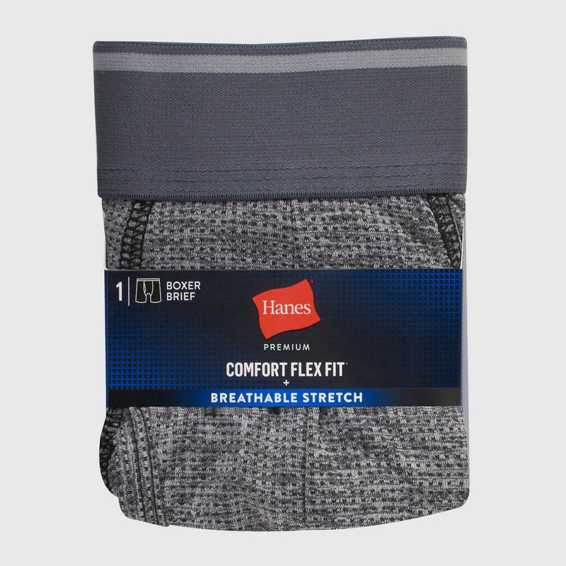 Hanes Premium Men's Breathable Mesh Comfort Flex Fit Boxer Trunks: Black/Gray XL
