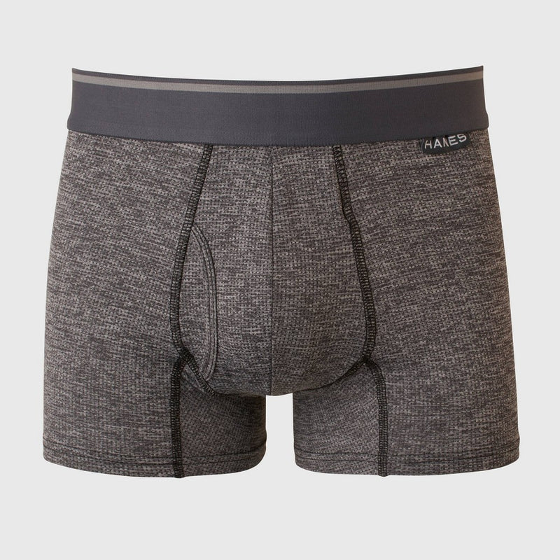Hanes Premium Men's Breathable Mesh Comfort Flex Fit Boxer Trunks: Black/Gray XL