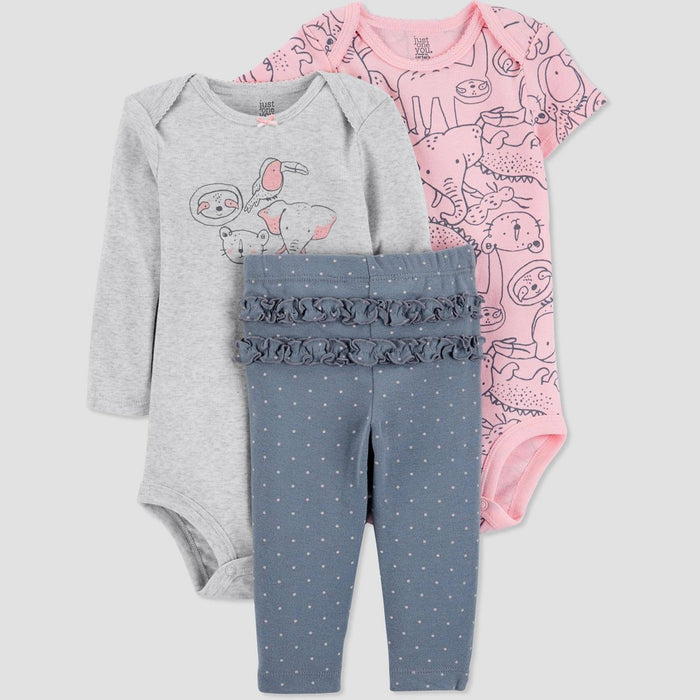 Carter's Just One You Baby Girls' Safari Top & Bottom Set - Pink/Gray 3M
