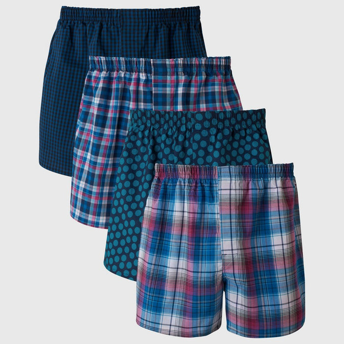 Hanes Premium Men's Stretch Woven Boxer Shorts 4pk - Blue/Green M