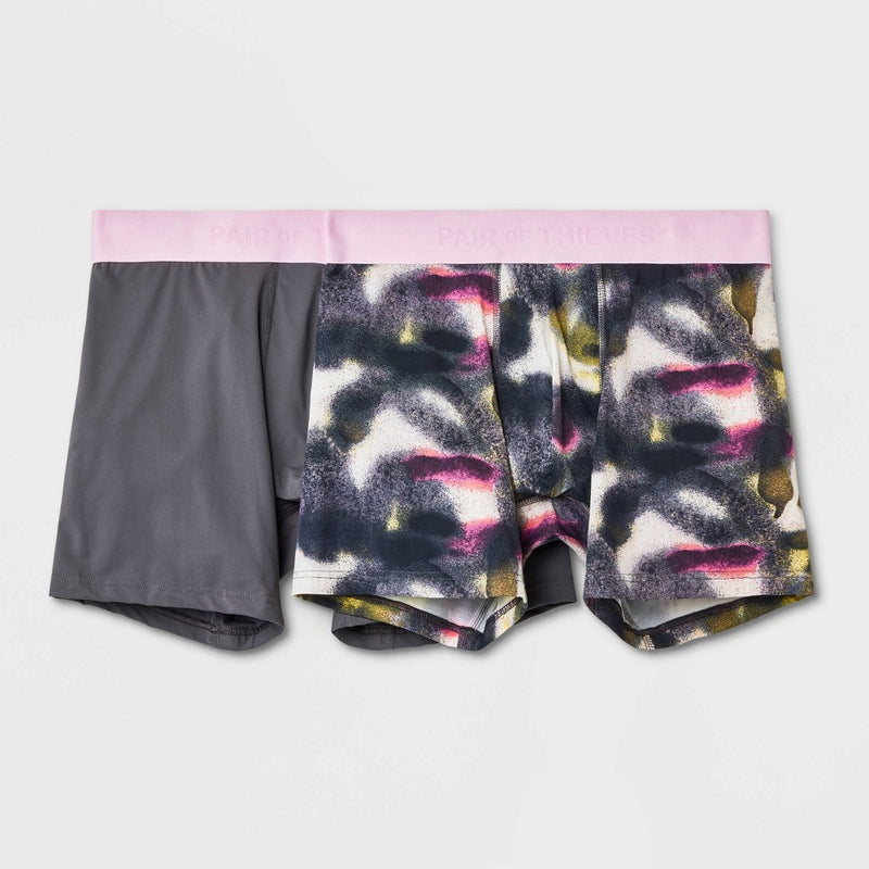 Pair of Thieves Men's Hustle Tie-Dye Boxer Briefs 2pk Pink/Gray S