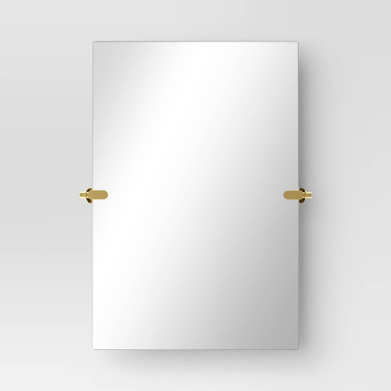 20" x 30" Frameless Rectangular Pivot Mirror Brass - Threshold (LOCAL PICKUP ONLY)