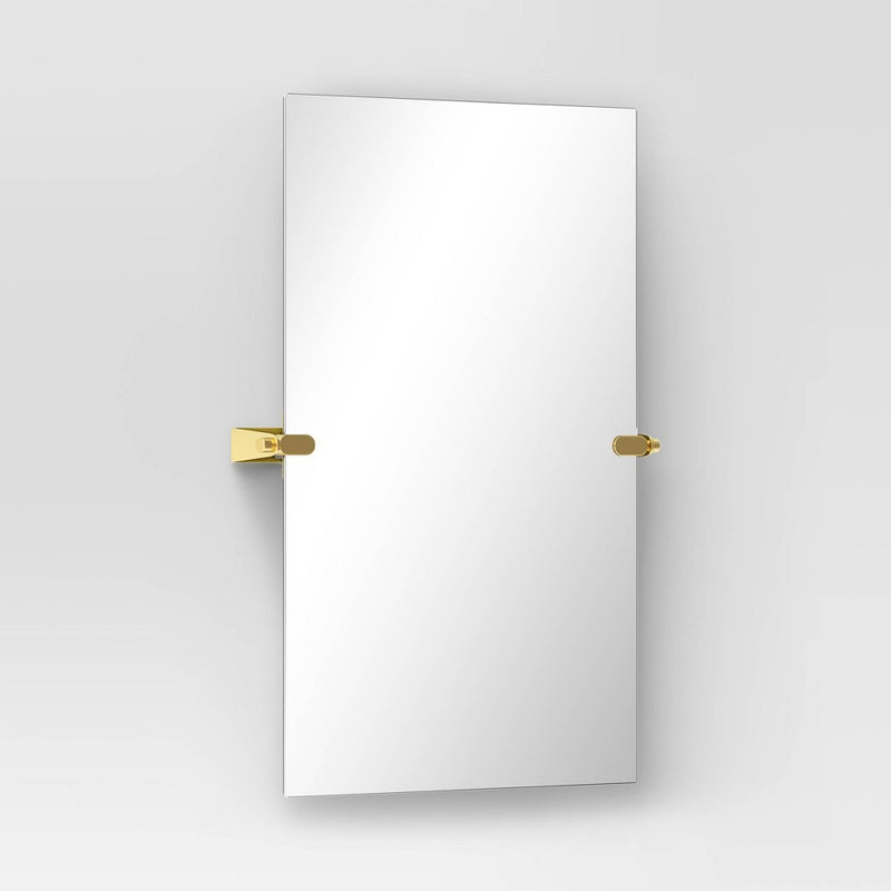 20" x 30" Frameless Rectangular Pivot Mirror Brass - Threshold (LOCAL PICKUP ONLY)