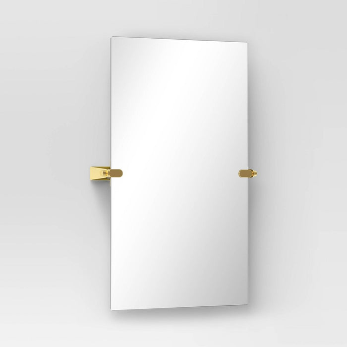 20" x 30" Frameless Rectangular Pivot Mirror Brass - Threshold