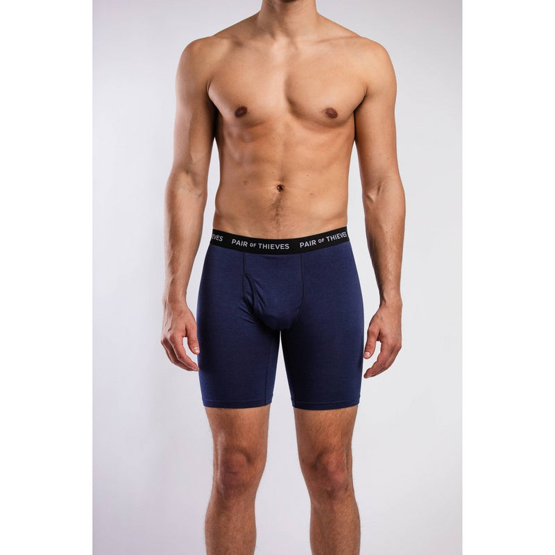 Pair of Thieves Men's Super Soft Long Boxer Briefs 2pk - Navy/White/Lime Moon S