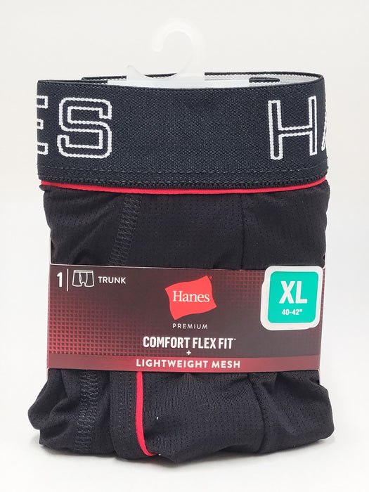 Hanes Originals Premium Men's Lightweight Mesh Comfort Flex Fit Trunks -Black XL