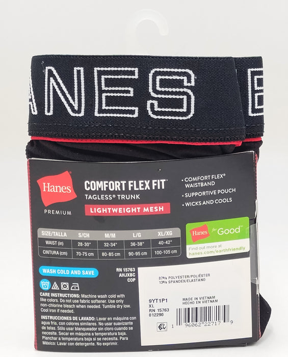 Hanes Originals Premium Men's Lightweight Mesh Comfort Flex Fit Trunks -Black XL