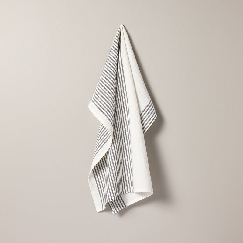 Mini Stripe Flour Sack Kitchen Towel Dark Gray/Cream - Hearth & Hand with Magnolia