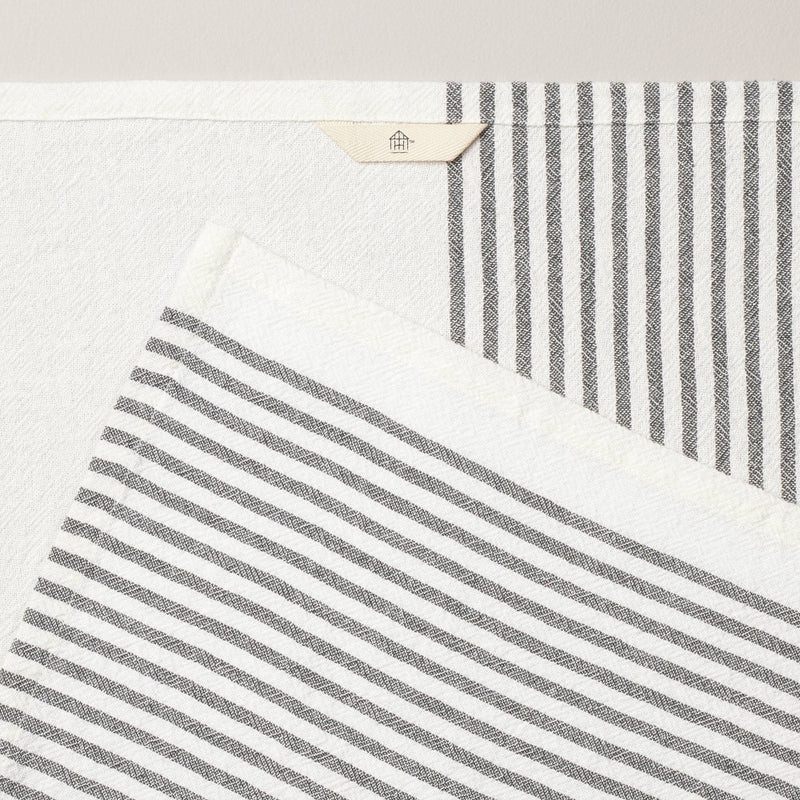 Mini Stripe Flour Sack Kitchen Towel Dark Gray/Cream - Hearth & Hand with Magnolia