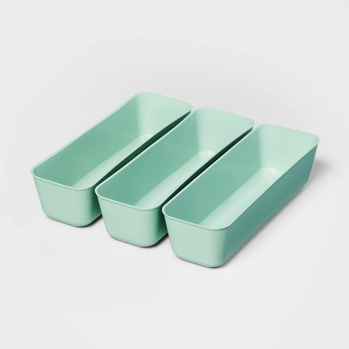 3pk Long Storage Trays Daydream Green - Brightroom