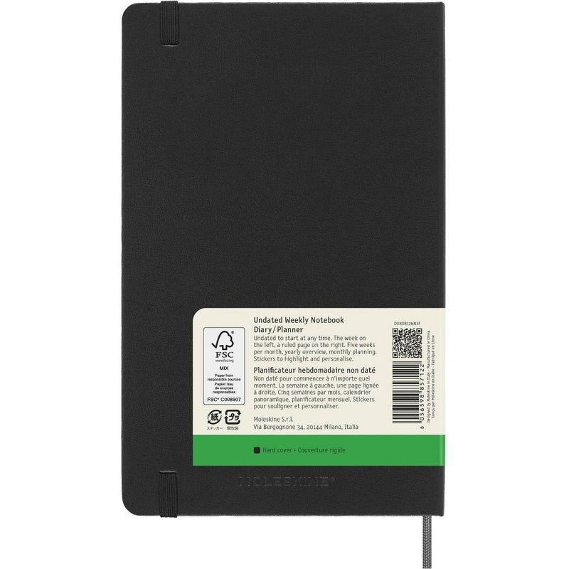 Moleskine Undated Weekly 12 Month Large Hardcover Planner
