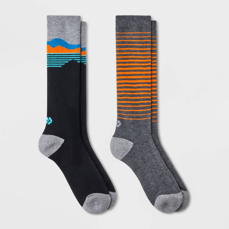 Kids' 2pk Over The Calf Outdoor Socks - All in Motion Orange M