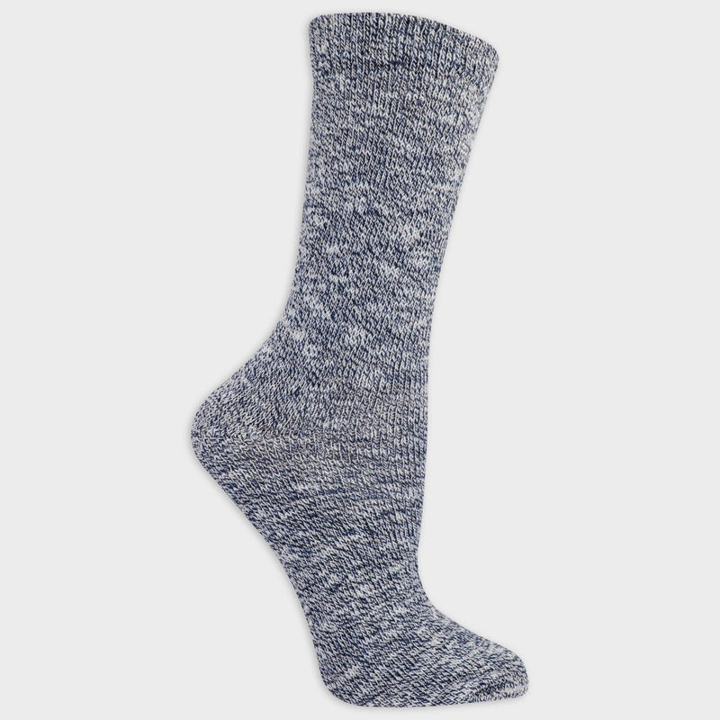 Alaska Knits Women's Lightweight Wool Blend Marled Crew Socks - Blue Denim 4-10