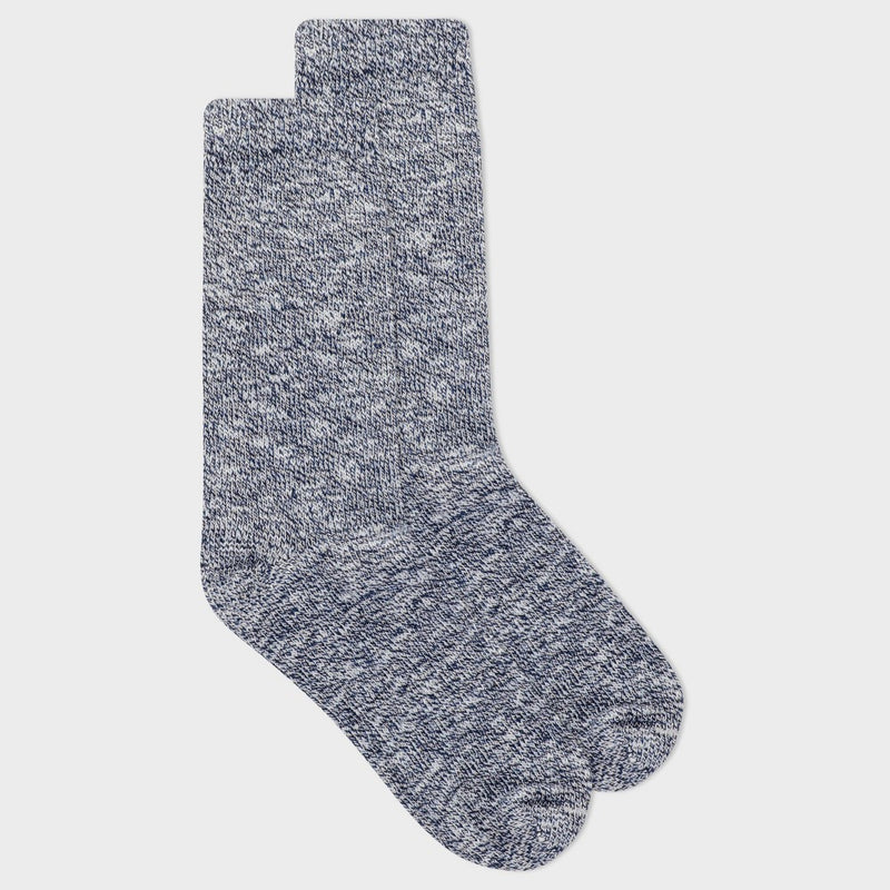 Alaska Knits Women's Lightweight Wool Blend Marled Crew Socks - Blue Denim 4-10
