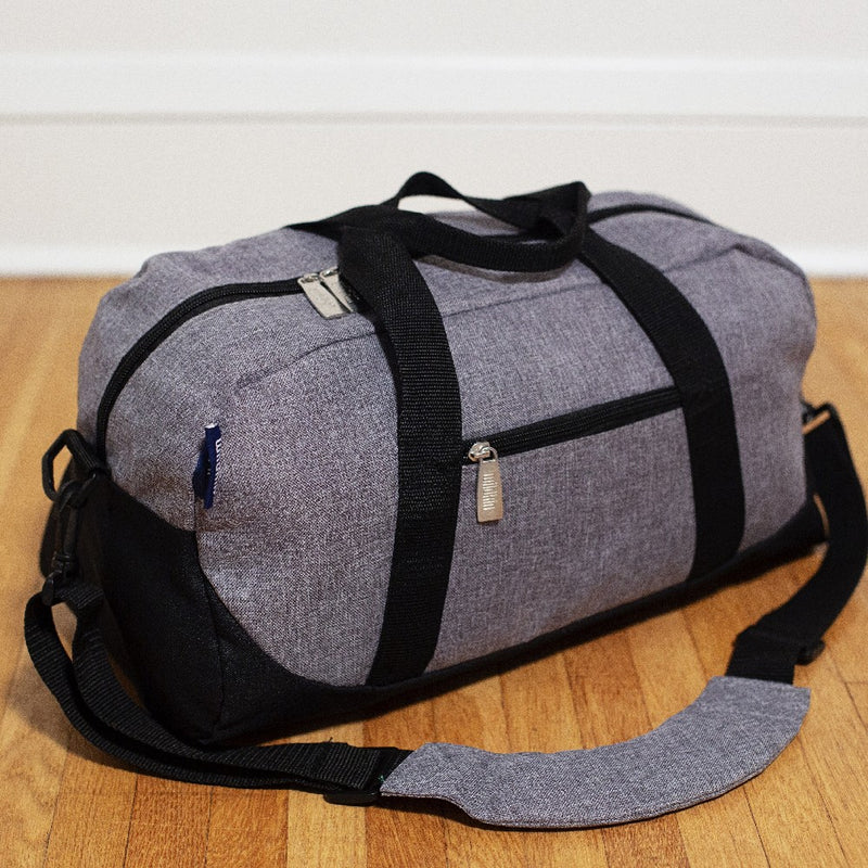 Wildkin Kids Overnighter Duffel Bags , Perfect for Sleepovers and Travel, Carry-On Size (Gray Tweed)