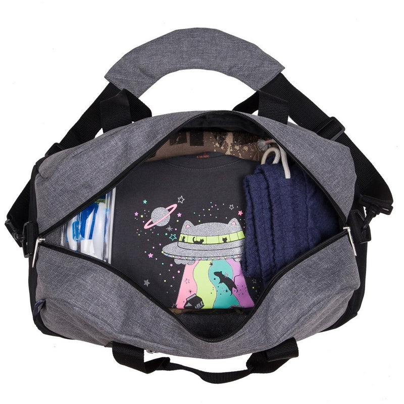 Wildkin Kids Overnighter Duffel Bags , Perfect for Sleepovers and Travel, Carry-On Size (Gray Tweed)