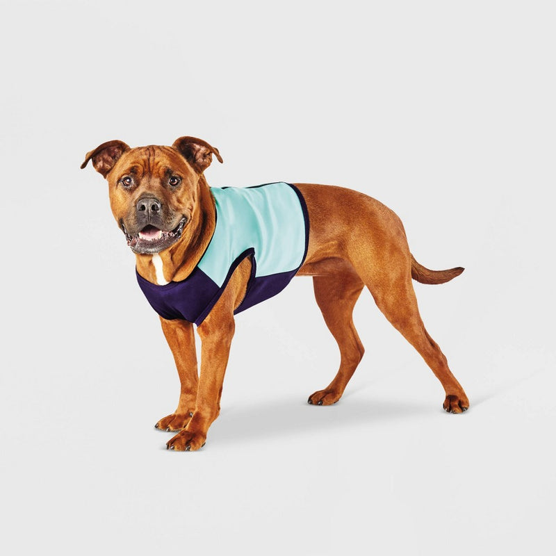 Spacer & Mesh with Zipper Centerback Cooling Dog Vest - Blue - L - Boots & Barkley