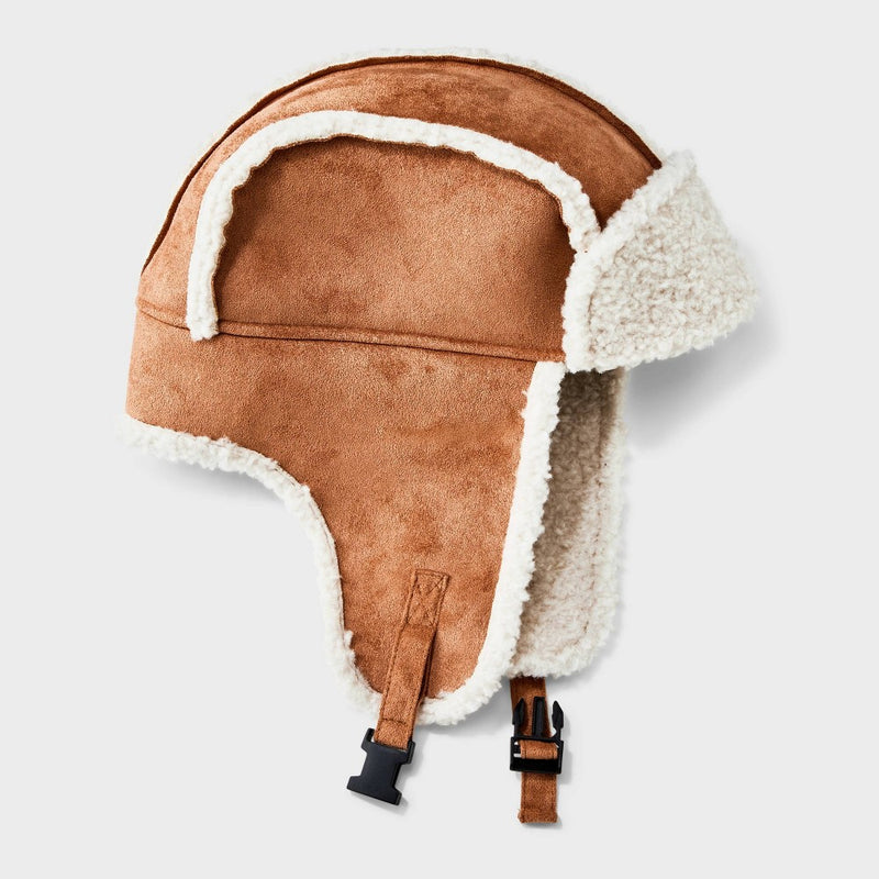 Men's Suede Faux Shearling Trapper Hat - Goodfellow & Co Tan
