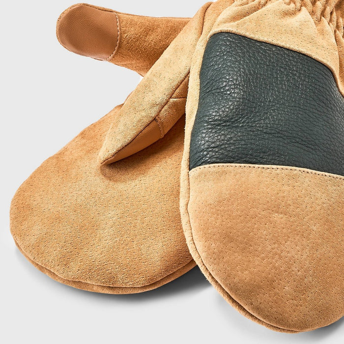 Men's Mixed Leather Dress Pig Suede Mittens - Goodfellow & Co Tan L/XL