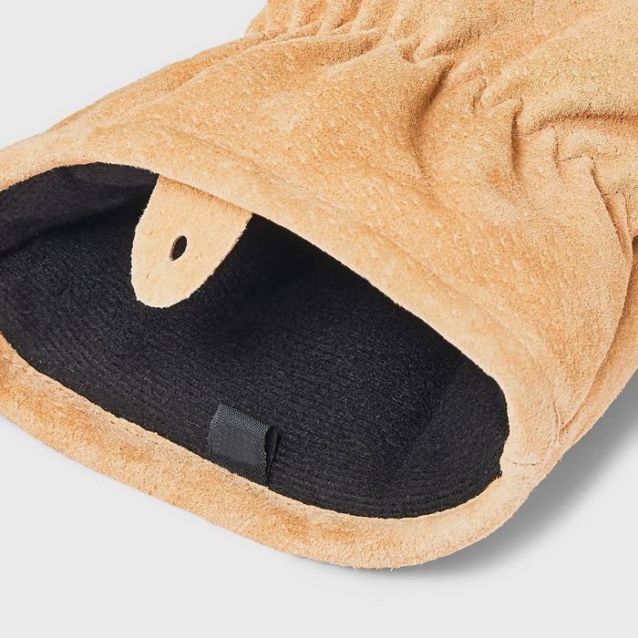 Men's Mixed Leather Dress Pig Suede Mittens - Goodfellow & Co Tan L/XL