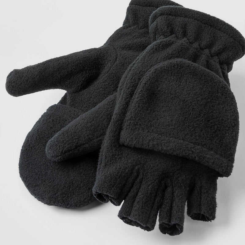 Boys' Fleece Gloves - Cat & Jack Black 8-16