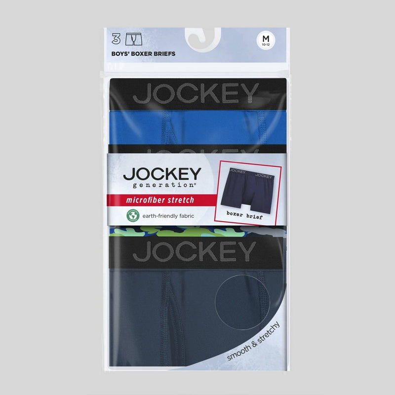 Jockey Generation Boys' 3pk Microfiber Boxer Briefs - Blue/Gray/Green S