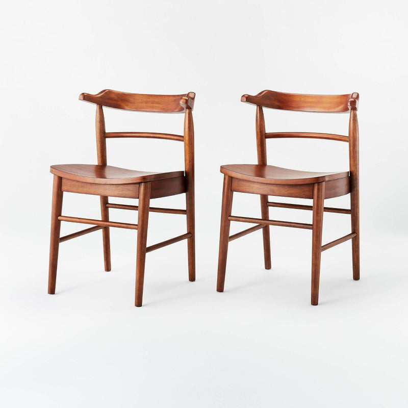 2pk Kaysville Curved Back Wood Dining Chairs Walnut - Threshold designed with Studio McGee (LOCAL PICKUP ONLY)