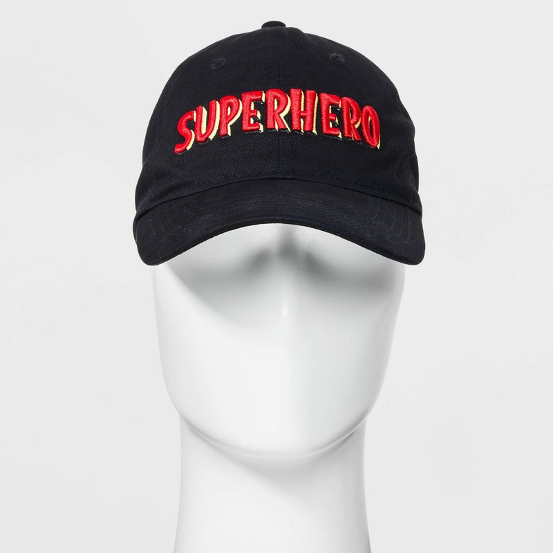 Men's 2pc Sidekick/Superhero Baseball Hat with 3D Embroidery - Goodfellow & Co Black