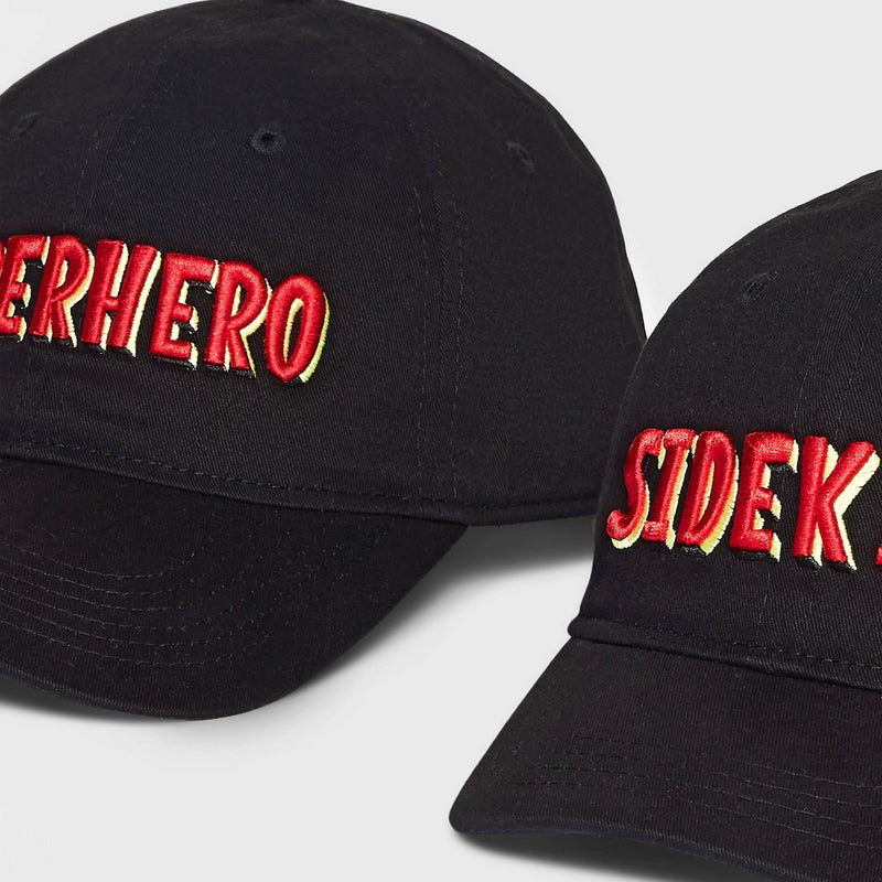 Men's 2pc Sidekick/Superhero Baseball Hat with 3D Embroidery - Goodfellow & Co Black