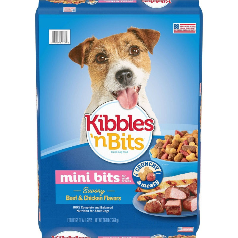 Kibbles 'n Bits Mini Bits Savory Beef & Chicken Flavors Small Breed Complete & Balanced Dry Dog Food - 16lbs (LOCAL PICKUP ONLY)