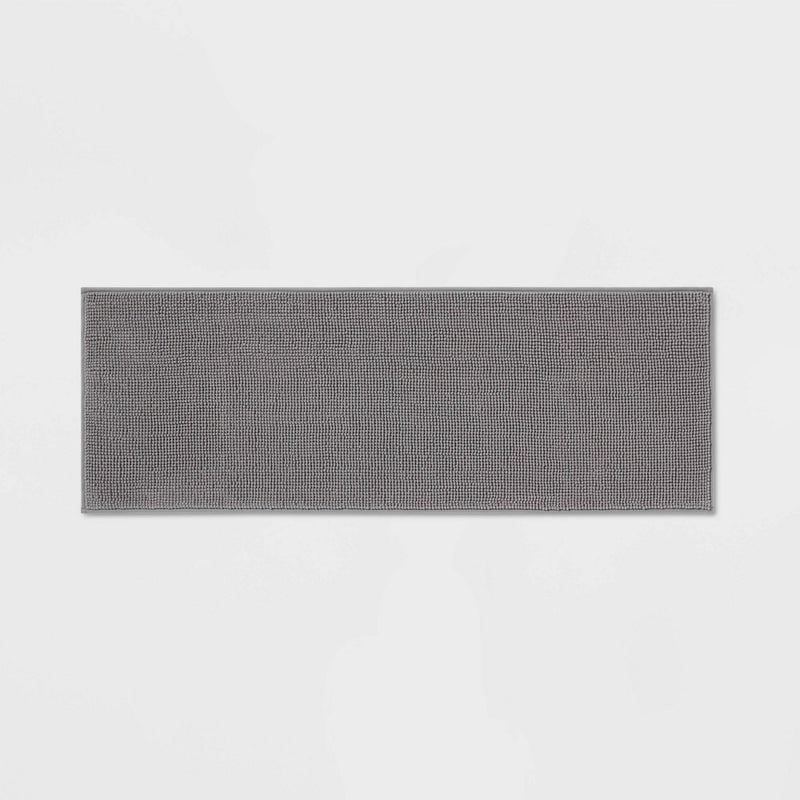 20"x58" Everyday Chenille Bath Runner Dark Gray - Room Essentials