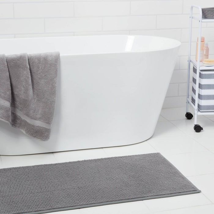 20"x58" Everyday Chenille Bath Runner Dark Gray - Room Essentials