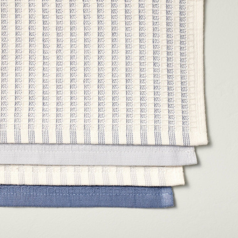 4pk Waffled Cotton Dishcloth Set - Cool Tones - Hearth & Hand with Magnolia
