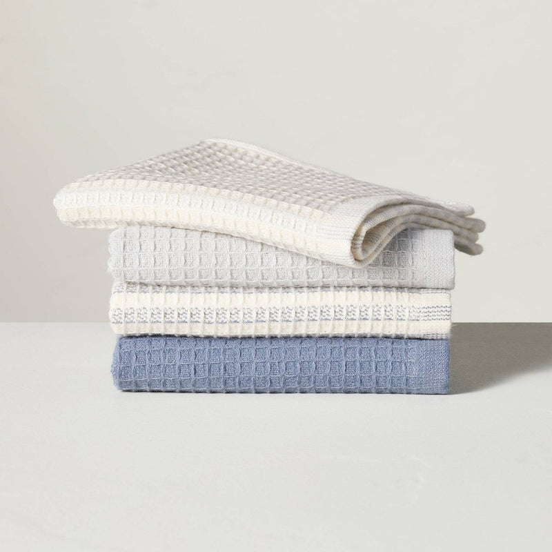4pk Waffled Cotton Dishcloth Set - Cool Tones - Hearth & Hand with Magnolia