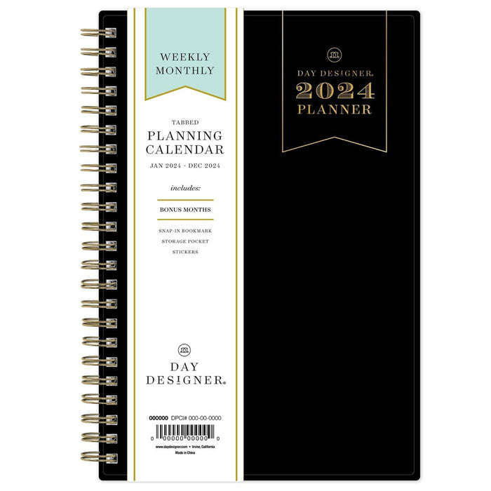 Day Designer 2024 Planner 5"x8" Weekly/Monthly Black