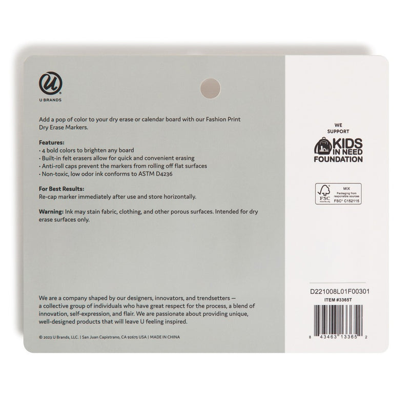 U Brands 4ct Dry Erase Medium Point Markers