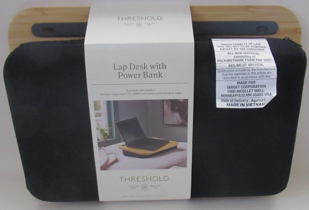 Bamboo Lap Desk with Powerbank and Charging Cable Brown/Black - Threshold