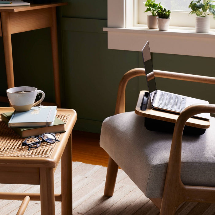 Bamboo Lap Desk with Powerbank and Charging Cable Brown/Black - Threshold